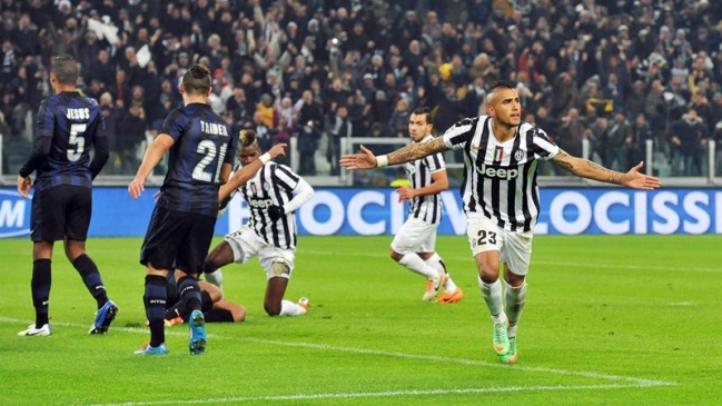Juventus derrotó a Inter de Milán con gol de Arturo Vidal