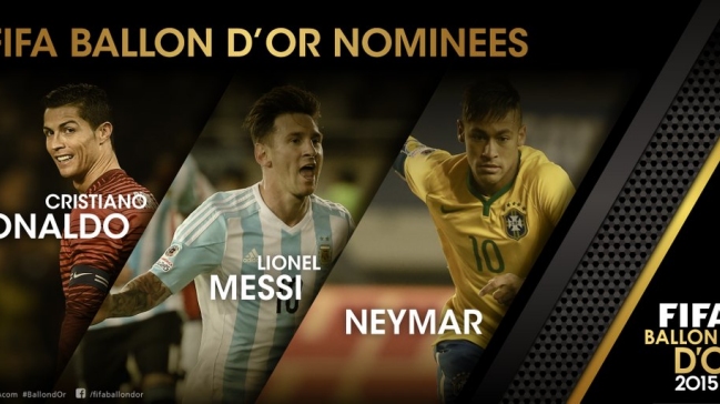 Cristiano, Messi y Neymar, finalistas del Balón de Oro 2015