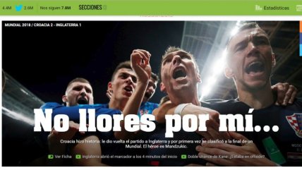"No llores por mí": Así reaccionó la prensa mundial por el hito croata y la caída inglesa