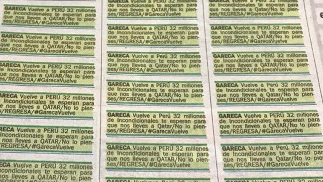 Hincha peruano pagó 100 avisos clasificados para pedirle a Gareca que siga en la selección