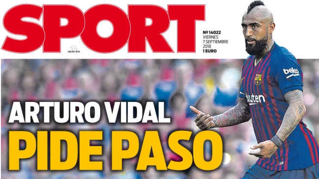 Diario de Barcelona resaltó disconformidad de Arturo Vidal por los pocos minutos que ha jugado