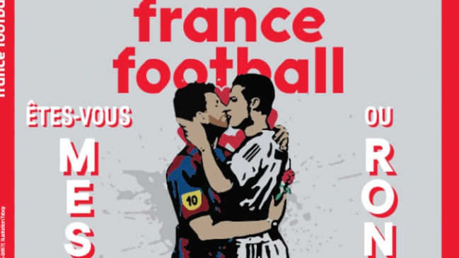 Revista France Football publicó una polémica portada con Messi y Cristiano besándose