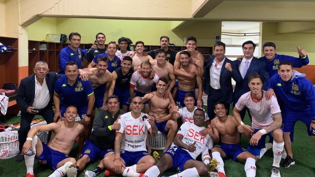 Los festejos de Unión Española tras la sufrida clasificación en Copa Sudamericana
