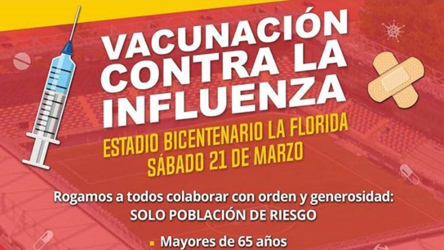 Audax y La Florida dispondrán del Estadio Bicentenario para vacunación contra la influenza