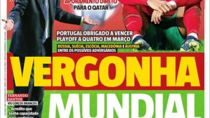 "Desilusión mundial": Las críticas de la prensa a la selección portuguesa por perder la clasificación directa a Qatar