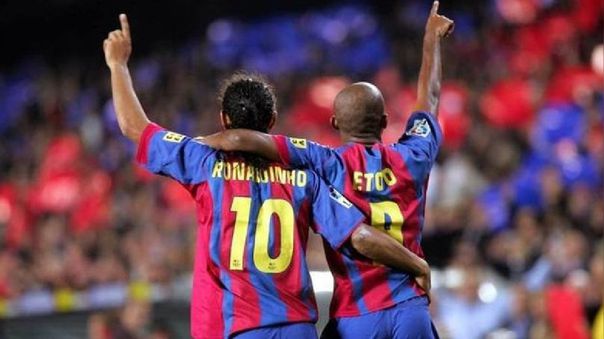 El feliz reencuentro de dos cracks: Ronaldinho y Samuel Eto'o