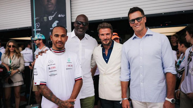 Solo estrellas: La foto viral de Beckham, Michael Jordan, Hamilton y Tom Brady en el GP de Miami