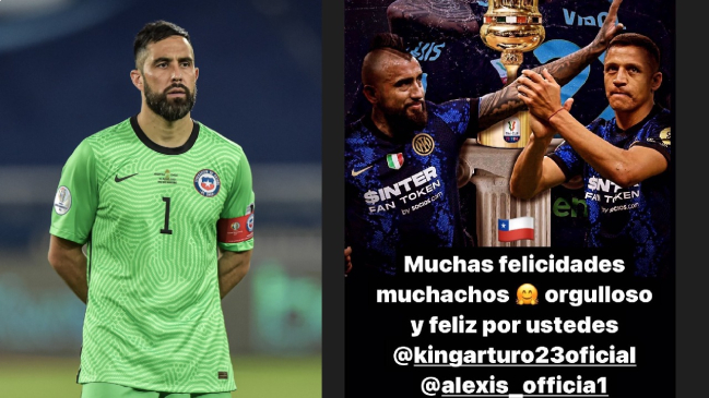 "Orgulloso y feliz por ustedes": Claudio Bravo se sumó a las felicitaciones para Vidal y Sánchez