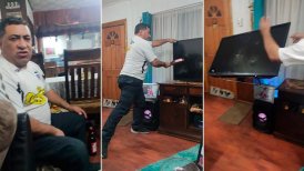 ¿Real o "fake"? Fanático de Colo Colo vivió su día de furia y rompió la tele en video que se viralizó