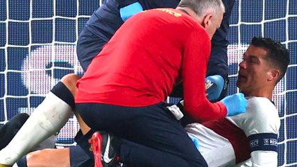 Cristiano Ronaldo protagonizó duro choque y terminó con un parche en el rostro