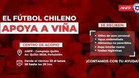 "El fútbol chileno apoya a Viña": Sede de la ANFP servirá como centro de acopio