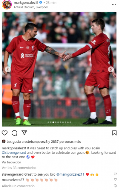 Fue grandioso encontrarme contigo de nuevo, Steven Gerrard, e incluso mejar celebrar nuestros goles. Espero la próxima Fue grandioso encontrarme contigo de nuevo, Steven Gerrard, e incluso mejar celebrar nuestros goles. Espero la próxima