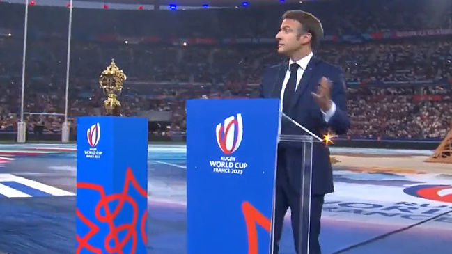 Emmanuel Macron fue pifiado en la inauguración del Mundial de Rugby